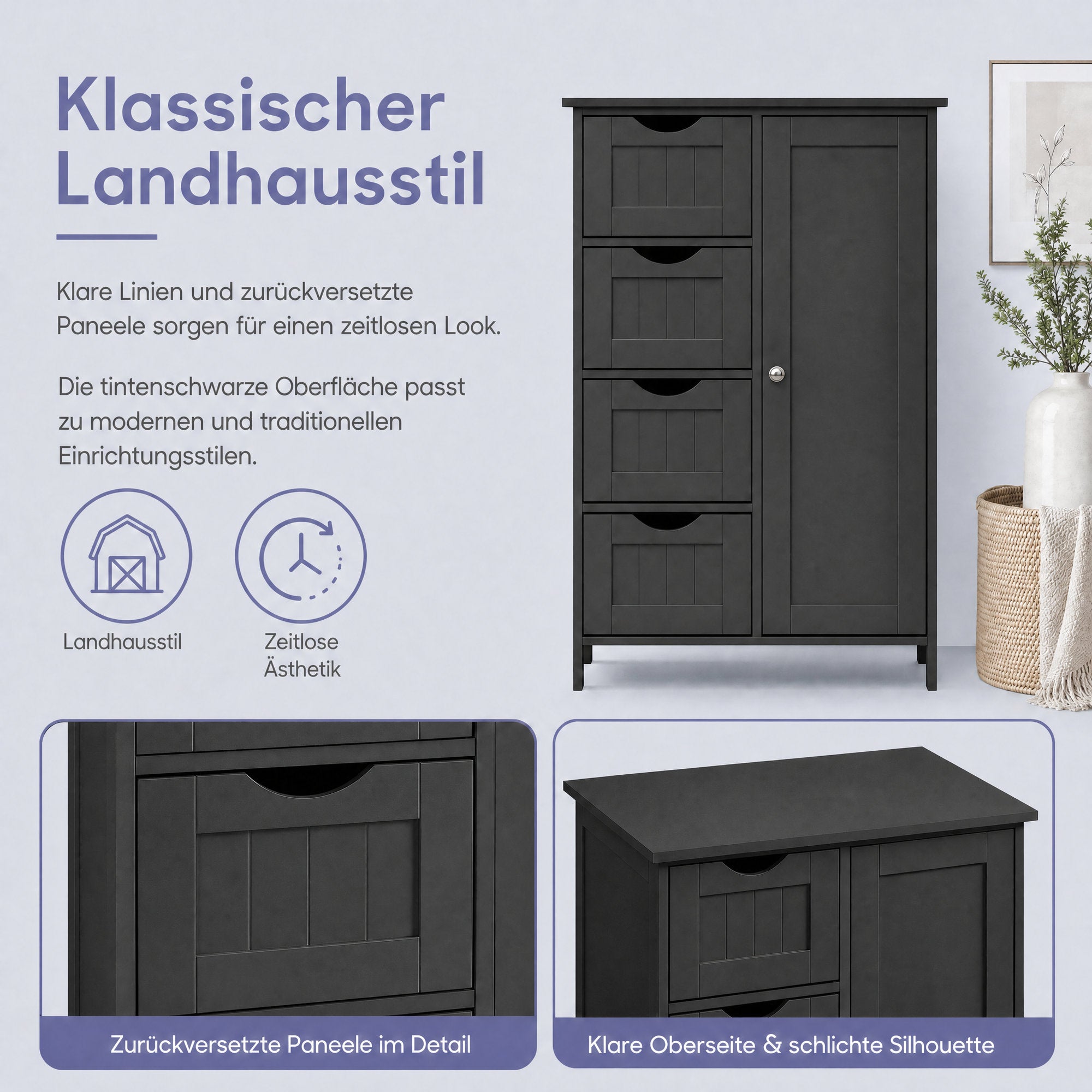 Badezimmerschrank, schmaler Badschrank, Beistellschrank