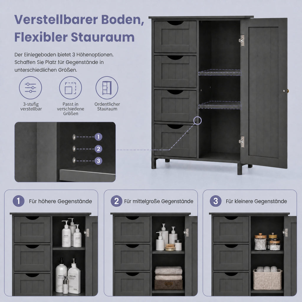 Badezimmerschrank, schmaler Badschrank, Beistellschrank