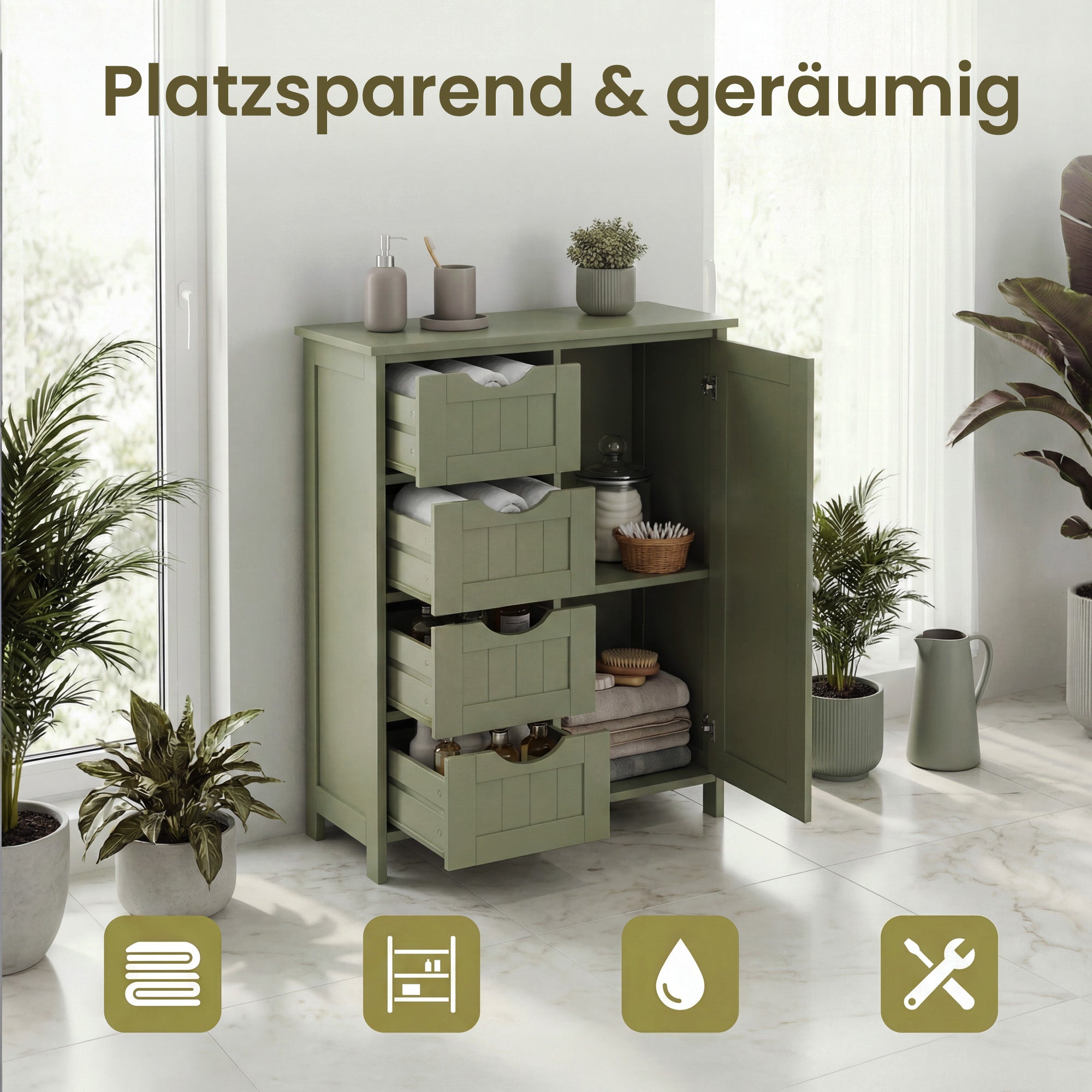 Badezimmerschrank, schmaler Badschrank, Beistellschrank