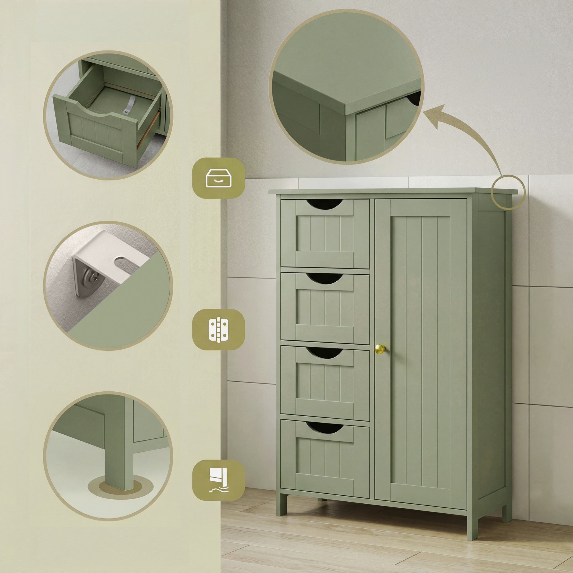 Badezimmerschrank, schmaler Badschrank, Beistellschrank