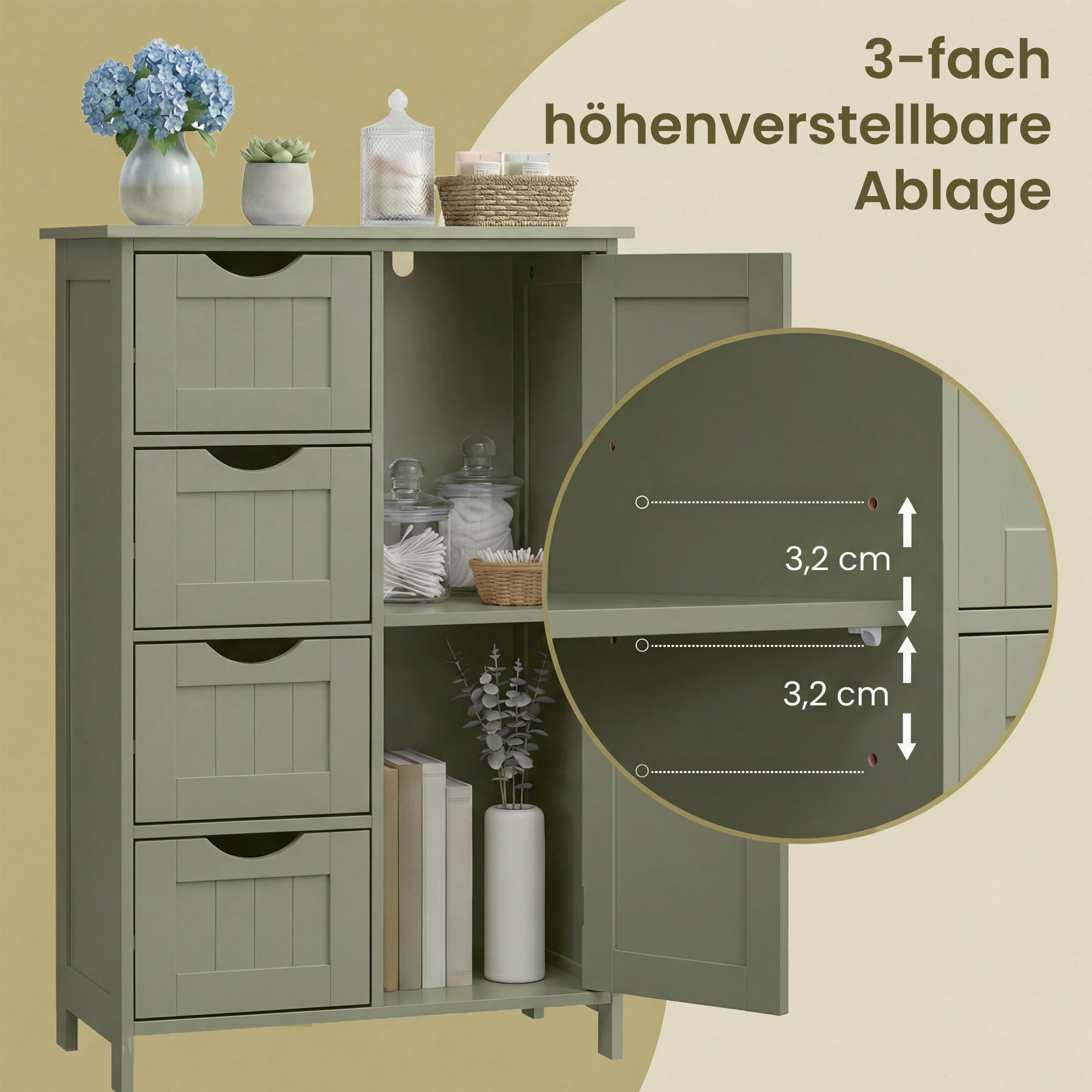 Badezimmerschrank, schmaler Badschrank, Beistellschrank