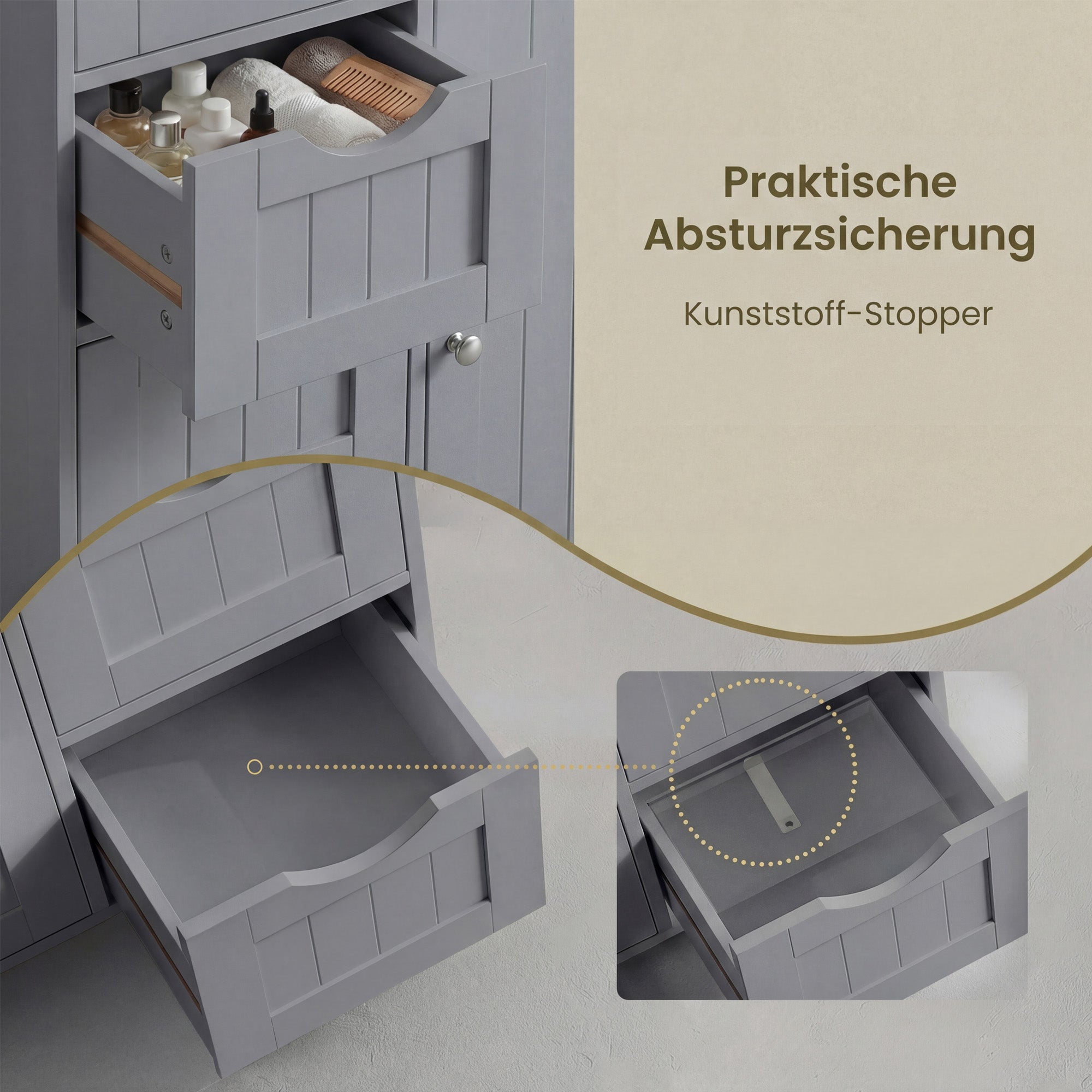 Badezimmerschrank, schmaler Badschrank, Beistellschrank