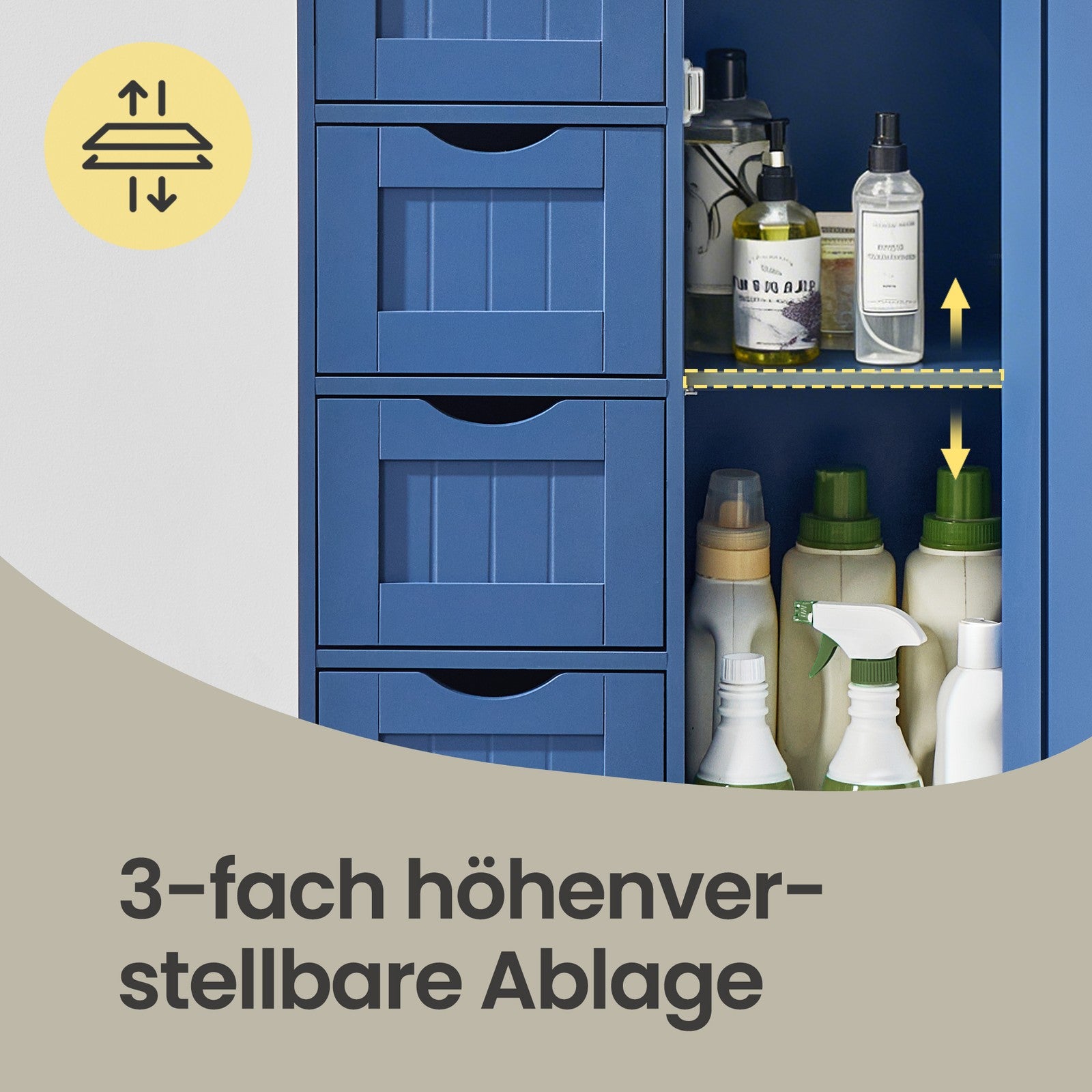Badschrank, mit 4 Schubladen, Aufbewahrungsschrank