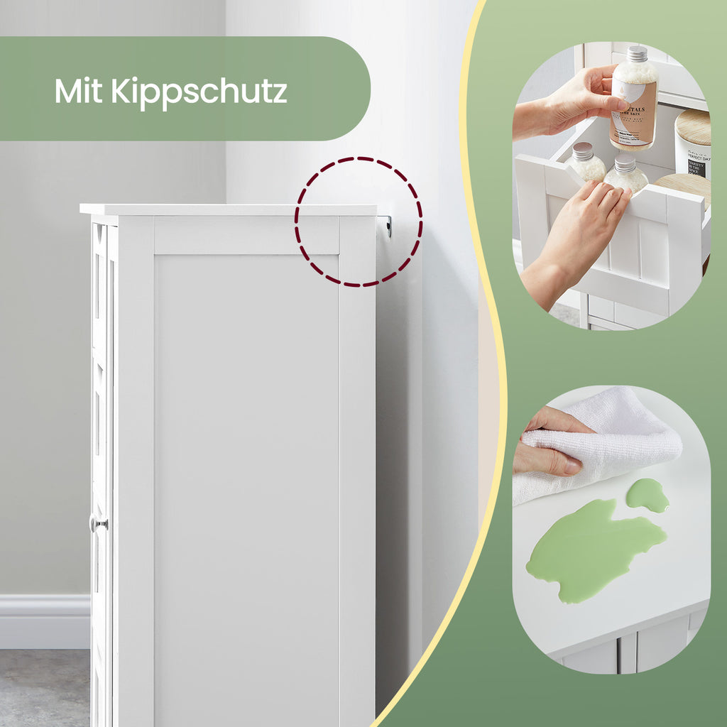 Schmaler Badschrank mit 4 Schubladen wolkenweiß