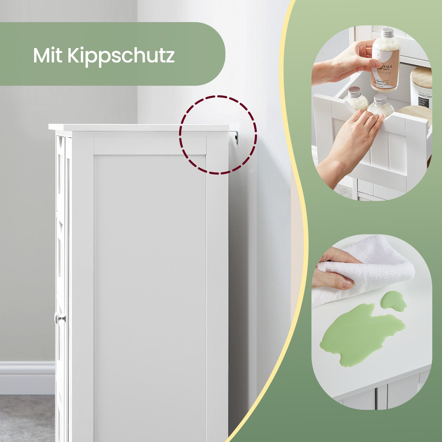 Schmaler Badschrank mit 4 Schubladen wolkenweiß