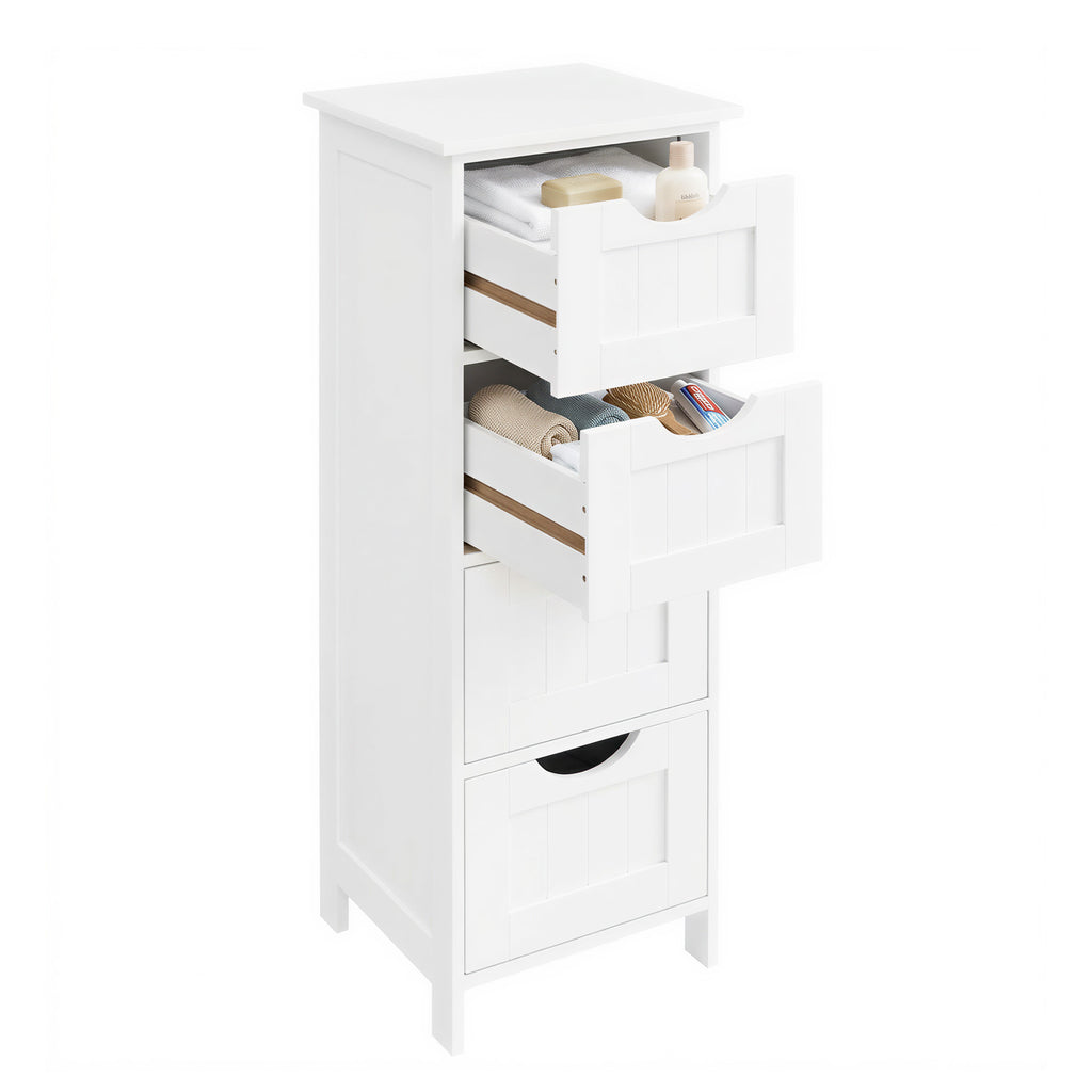 Badezimmerschrank, Badschrank, Beistellschrank mit 4 Schubladen