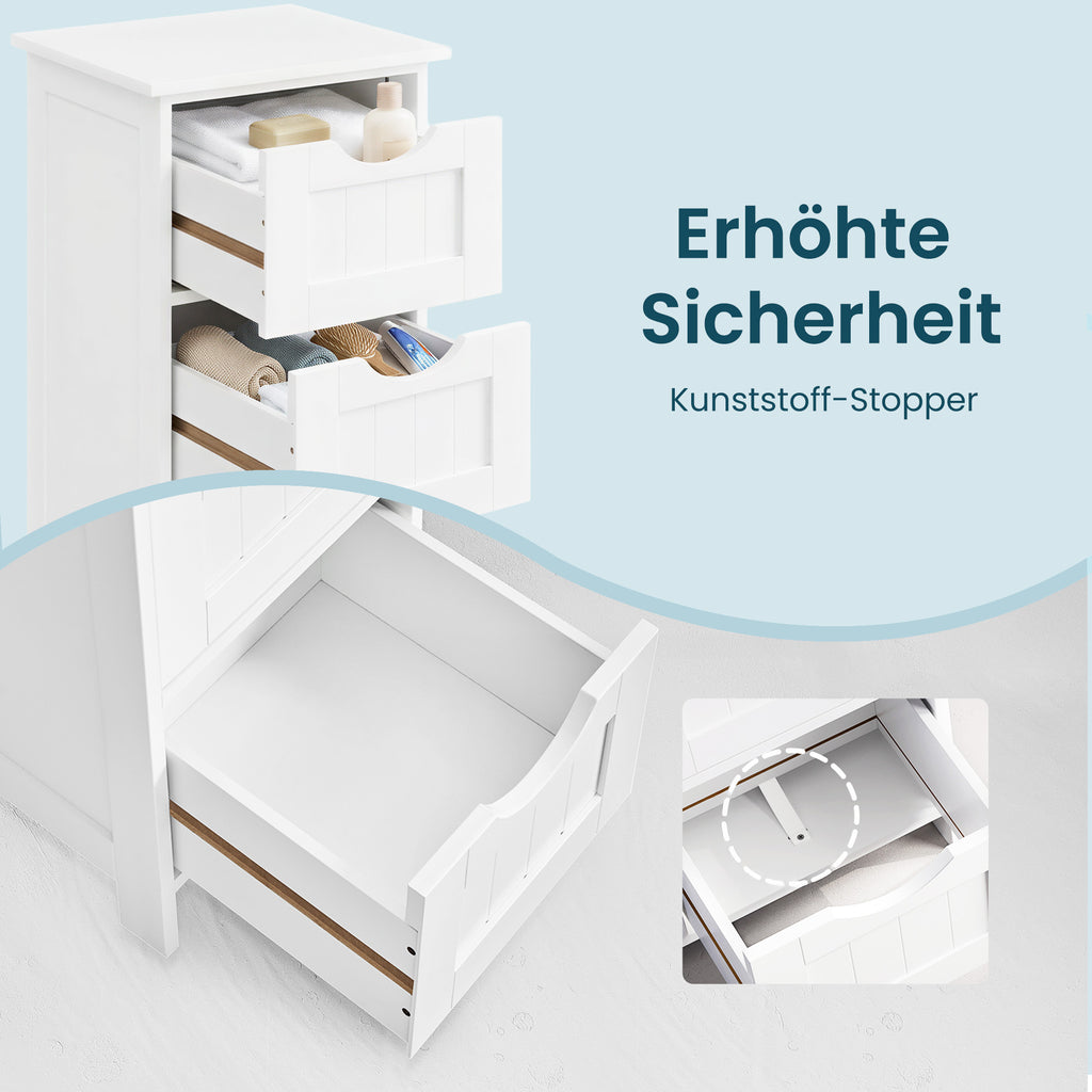 Badezimmerschrank, Badschrank, Beistellschrank mit 4 Schubladen