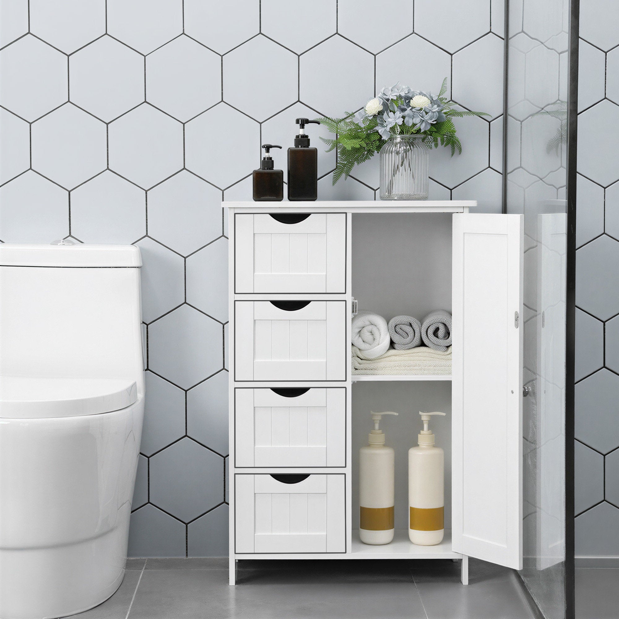 Badezimmerschrank, schmaler Badschrank, Beistellschrank