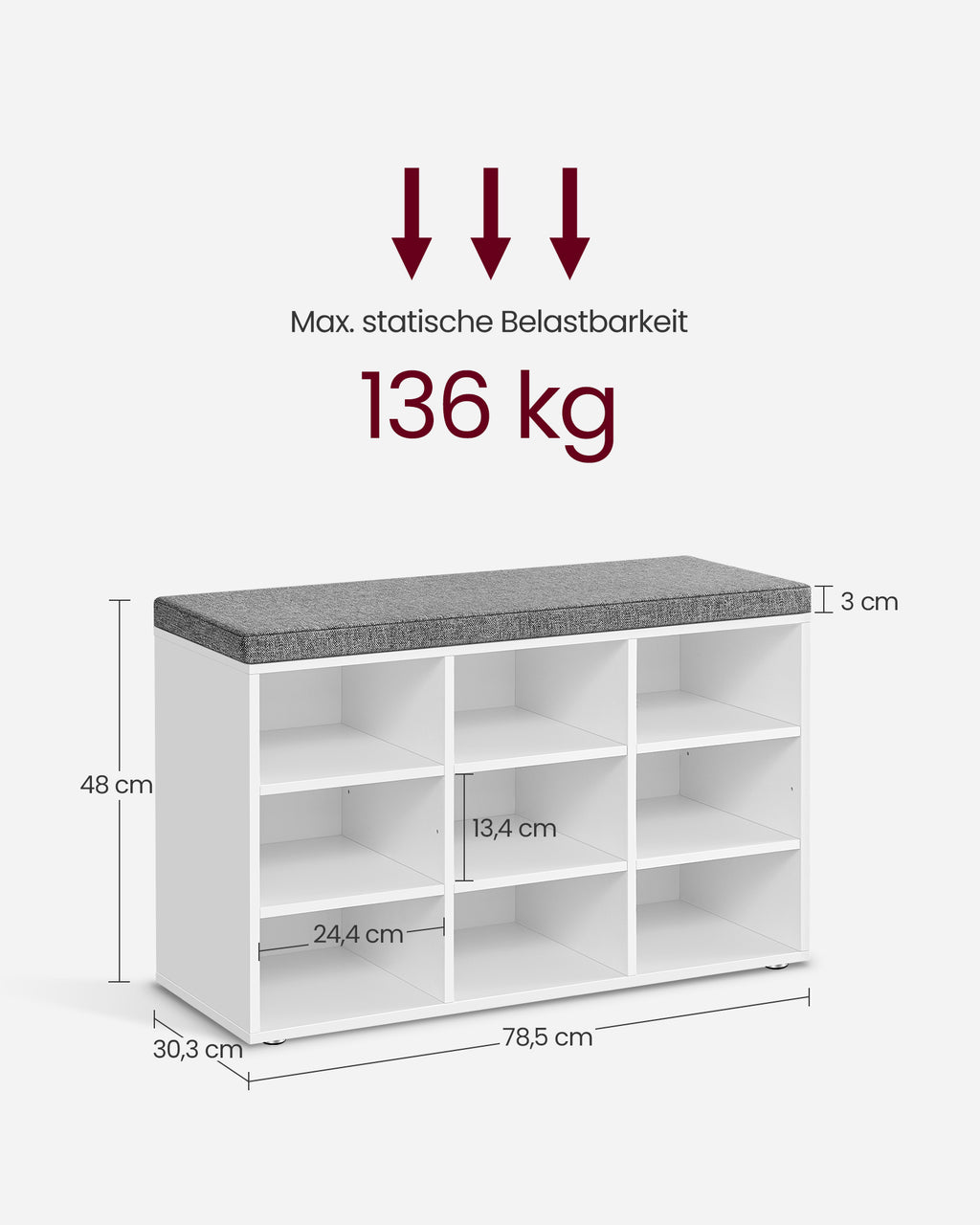 Schuhbank Kissen und 9 Fächern