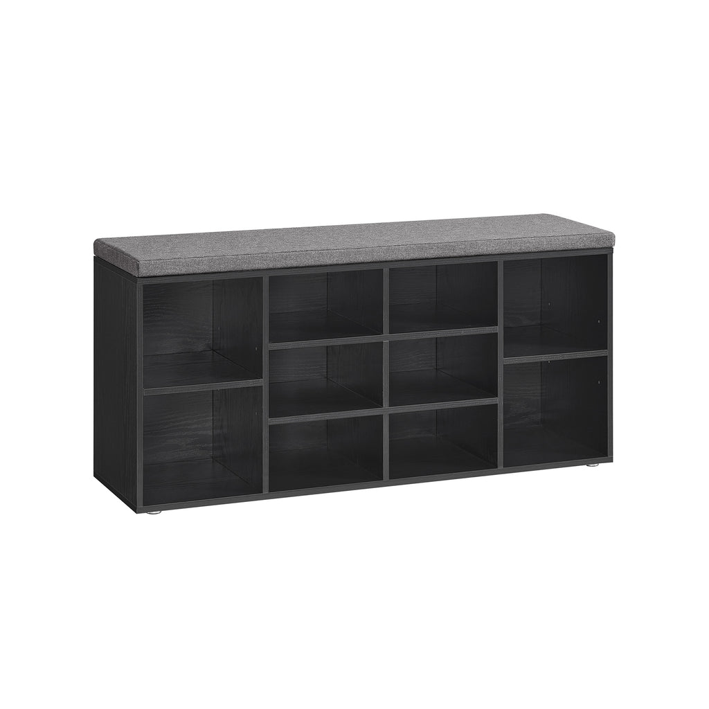 Schuhregal mit Sitzfläche 30 x 104 x 48 cm ebenholzschwarz