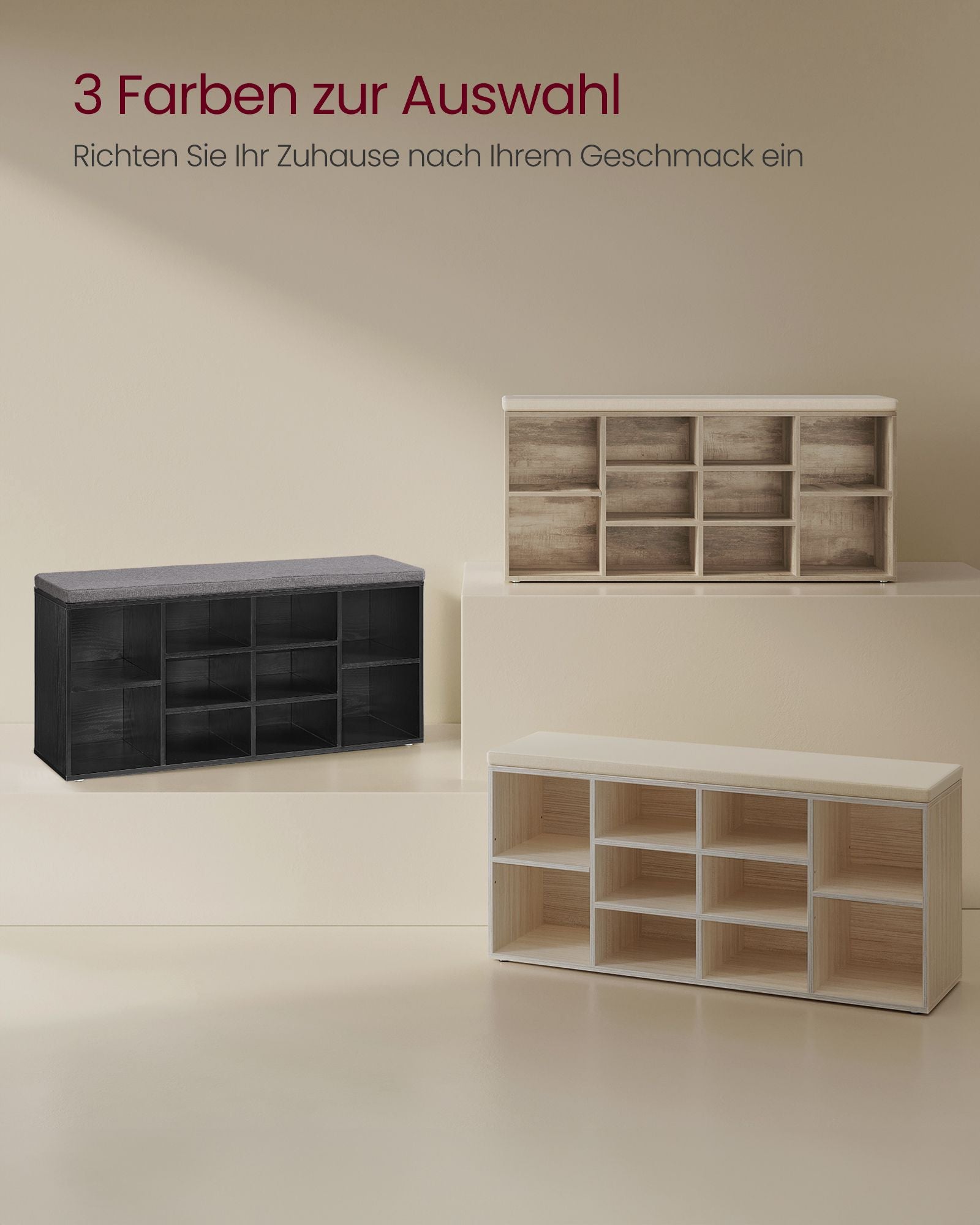 Schuhregal mit Sitzfläche 30 x 104 x 48 cm kamelbraun