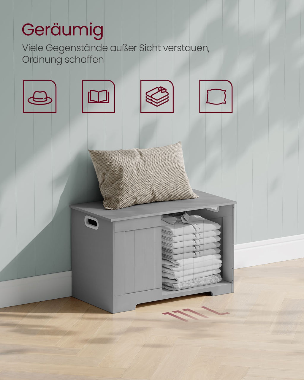 Schuhbank mit Stauraum 40 x 76 x 48 cm Landhausstil