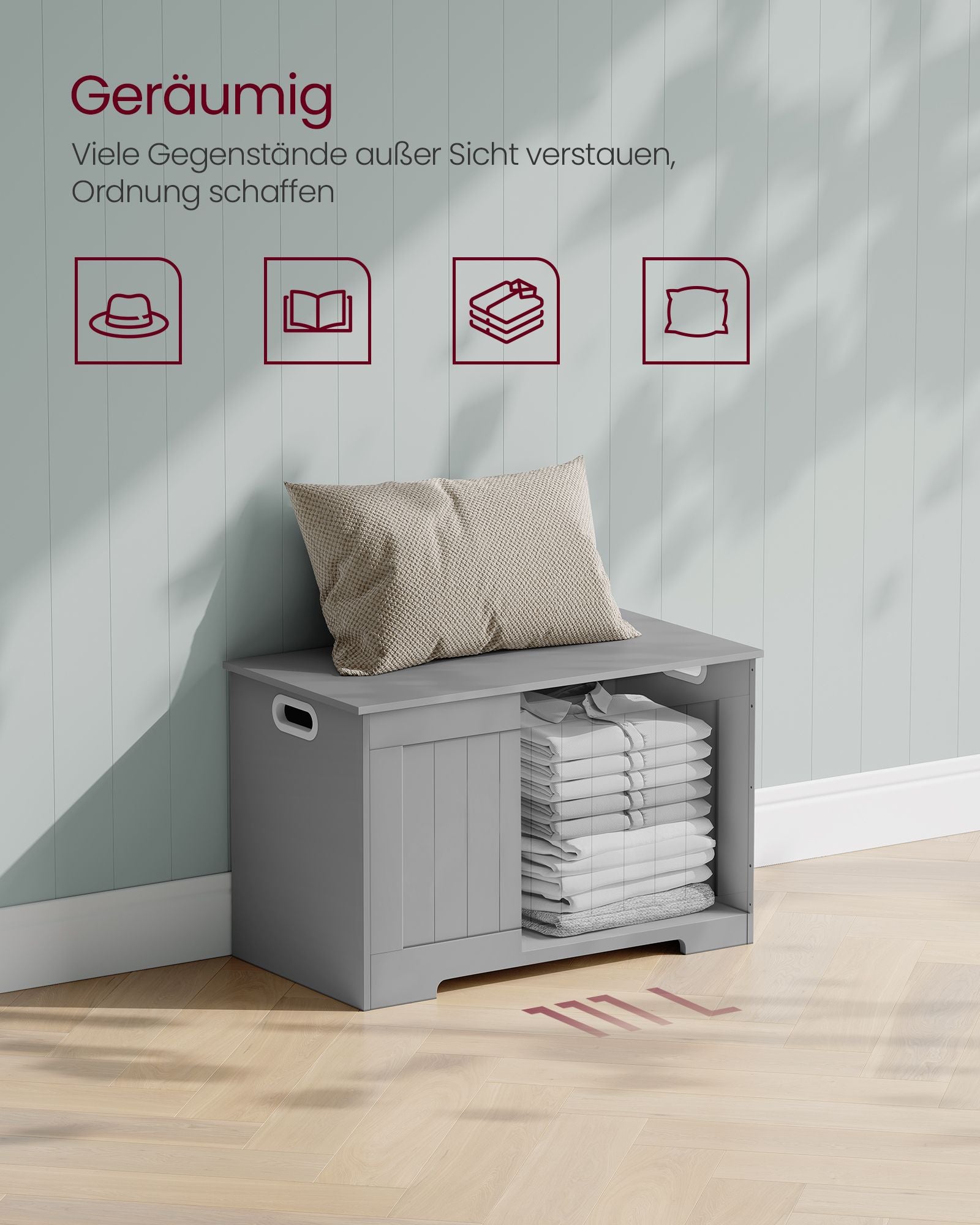 Schuhbank mit Stauraum 40 x 76 x 48 cm Landhausstil