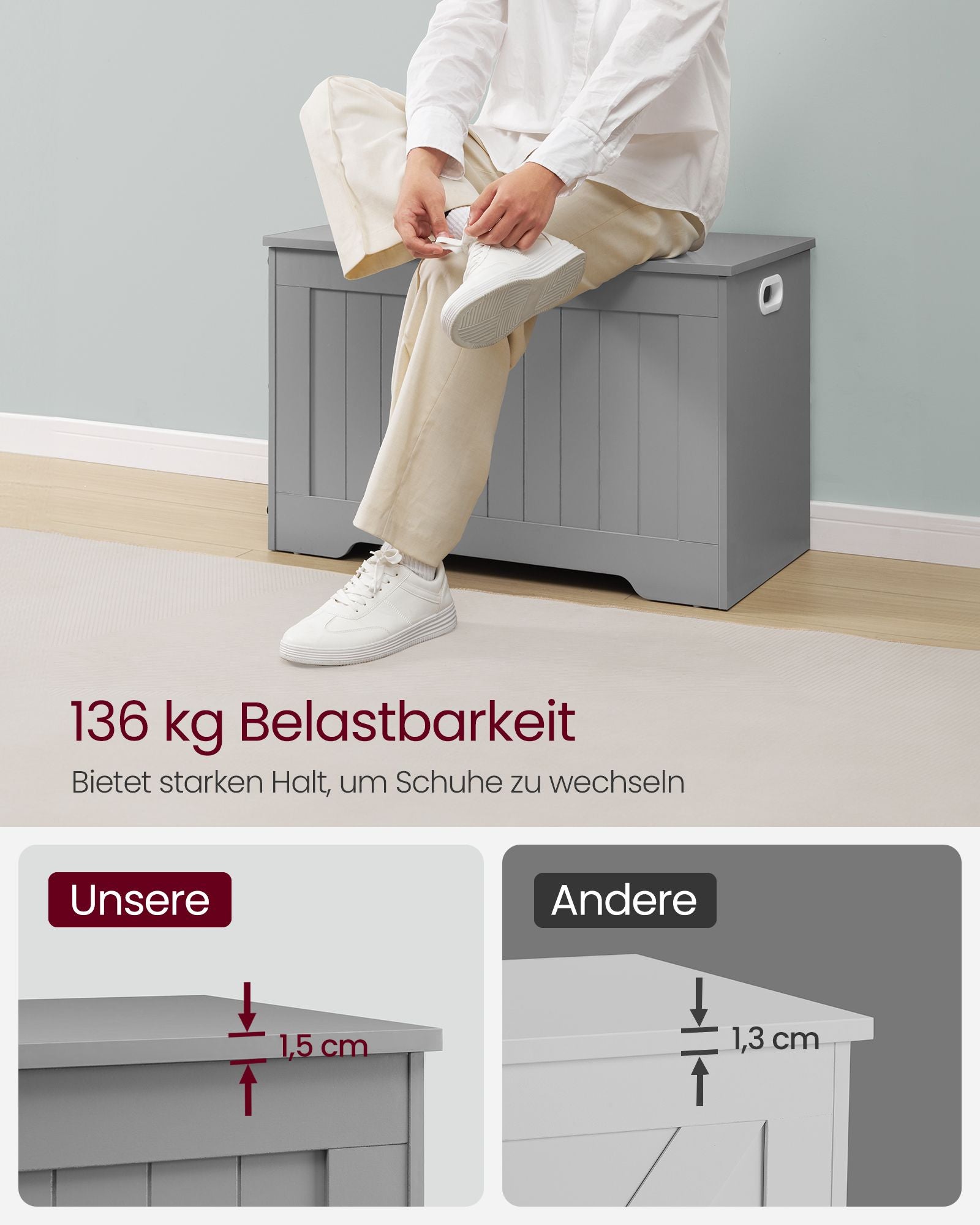 Schuhbank mit Stauraum 40 x 76 x 48 cm Landhausstil