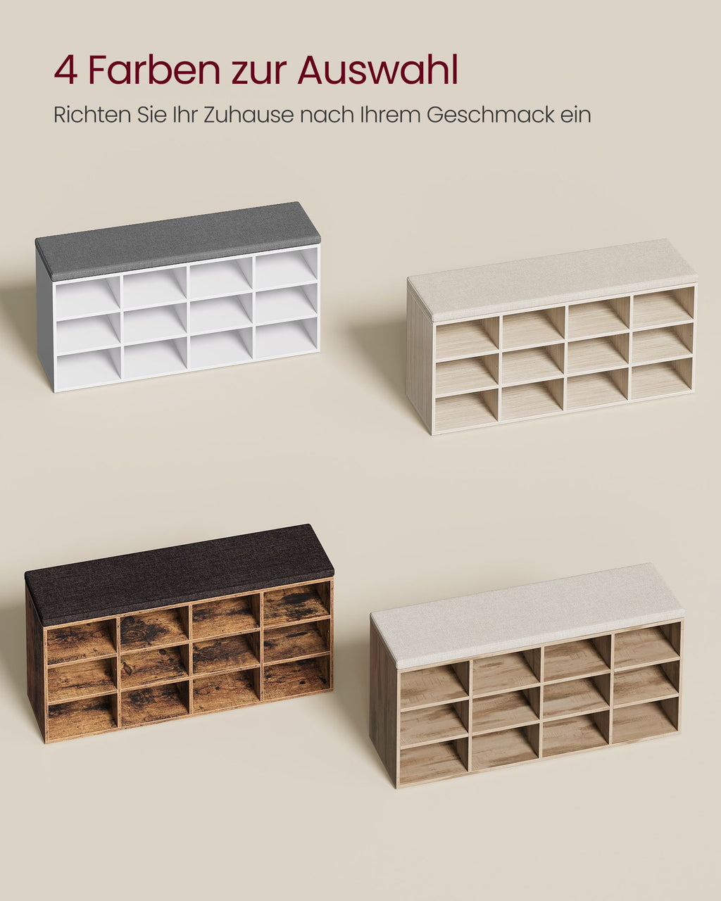 Schuhregal mit Sitzfläche 30,3 x 104 x 48 cm kamelbraun