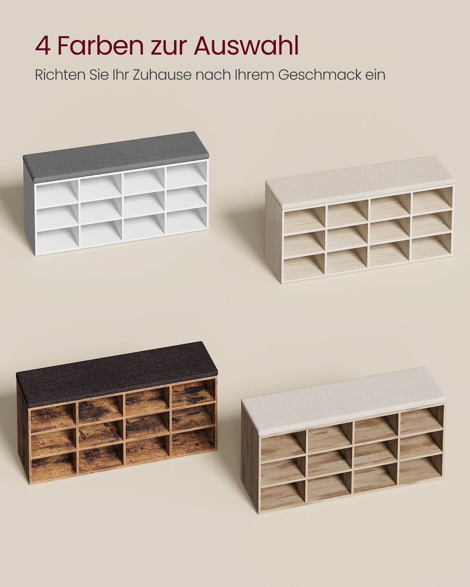 Schuhregal mit Sitzfläche 30,3 x 104 x 48 cm kamelbraun