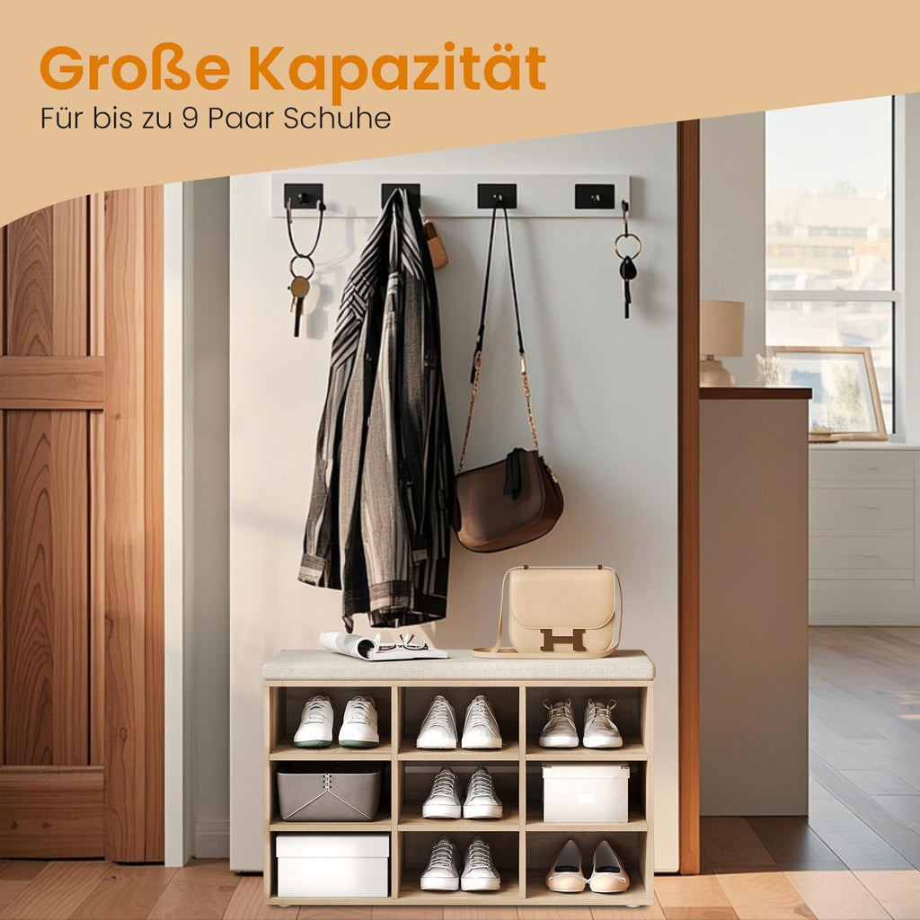 Schuhbank mit Stauraum, Schuhregal mit Sitzfläche, Sitzbank