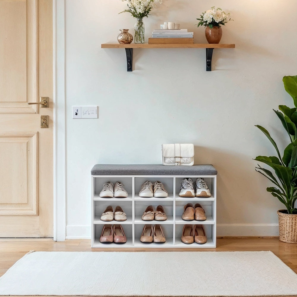 Schuhbank mit Stauraum, Schuhregal mit Sitzfläche, Sitzbank
