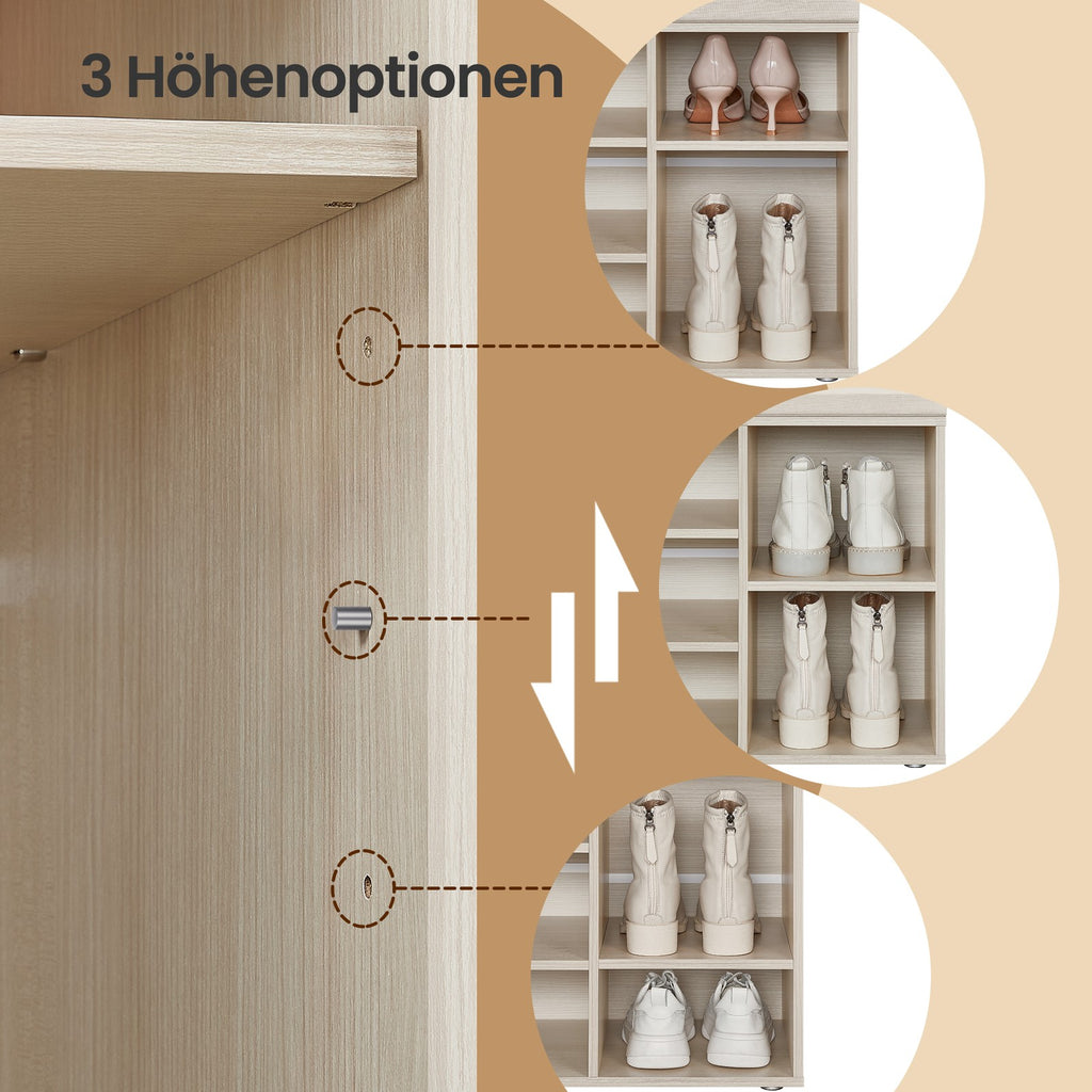 Sitzbank mit Stauraum, Schuhregal mit Kissen, 12 Fächer