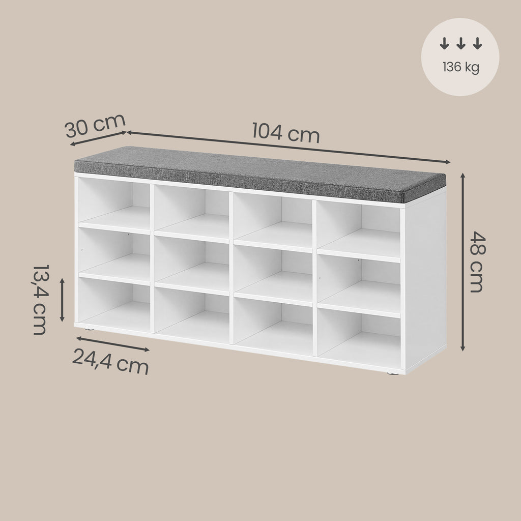 Schuhbank, Schuhregal mit Sitzfläche, Sitzbank mit Stauraum