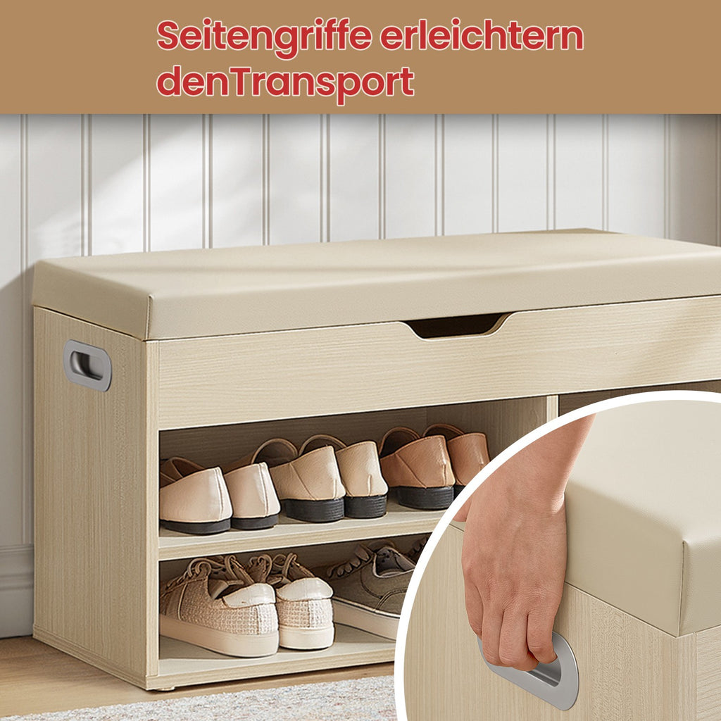 Schuhbank, Sitzbank mit Stauraum, gepolstert