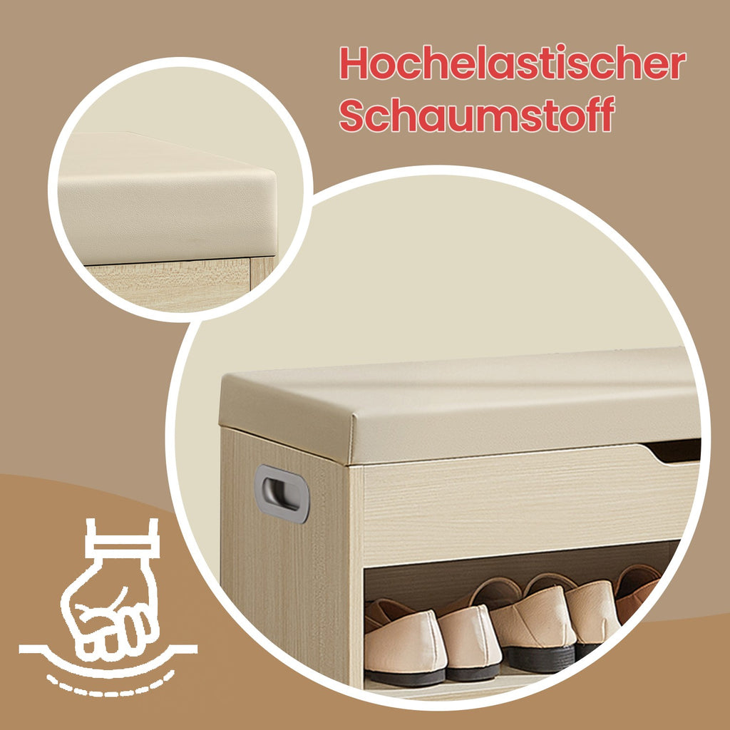 Schuhbank, Sitzbank mit Stauraum, gepolstert