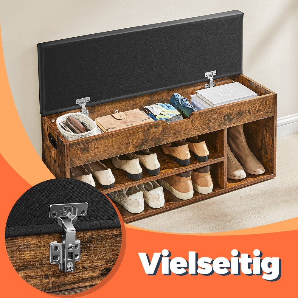 Schuhbank, Sitzbank mit Stauraum, gepolstert