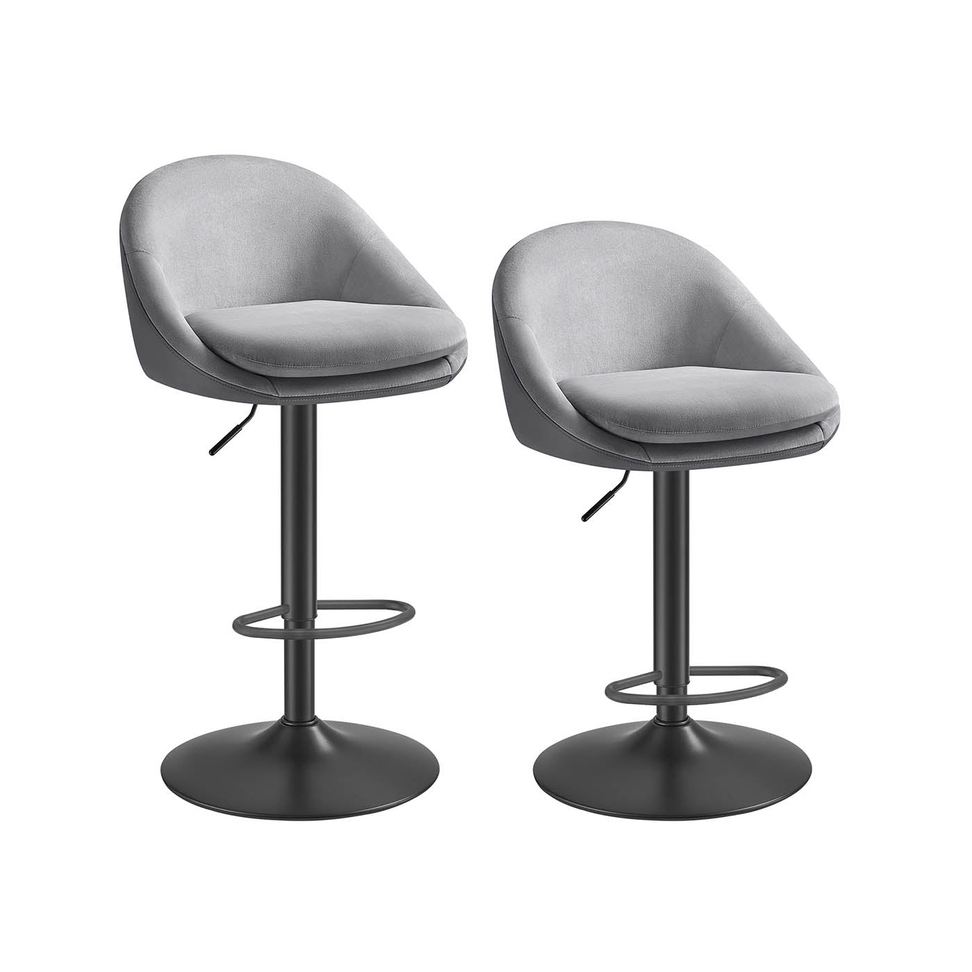 Barhocker 2er Set höhenverstellbar taubengrau-tintenschwarz