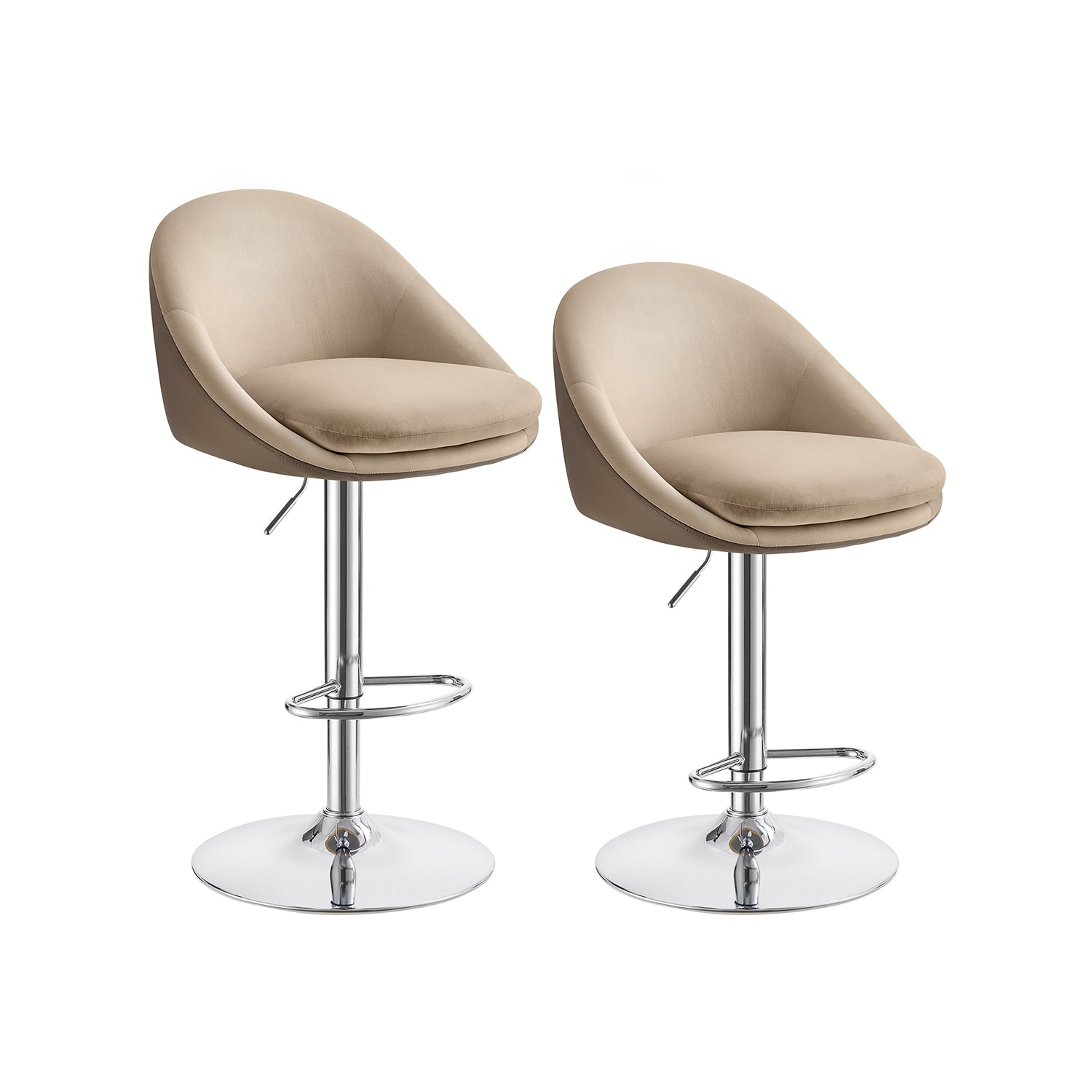 Barhocker 2er Set höhenverstellbar kamelbraun-silbergrau