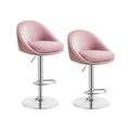 Barhocker 2er Set höhenverstellbar pastellrosa-Silbergrau