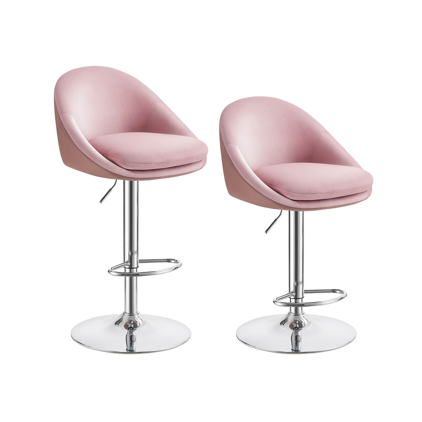 Barhocker 2er Set höhenverstellbar pastellrosa-Silbergrau
