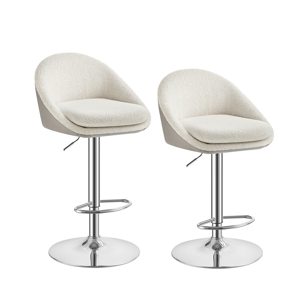 Barhocker 2er Set höhenverstellbar cremeweiß-Silbergrau