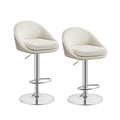 Barhocker 2er Set höhenverstellbar cremeweiß-Silbergrau
