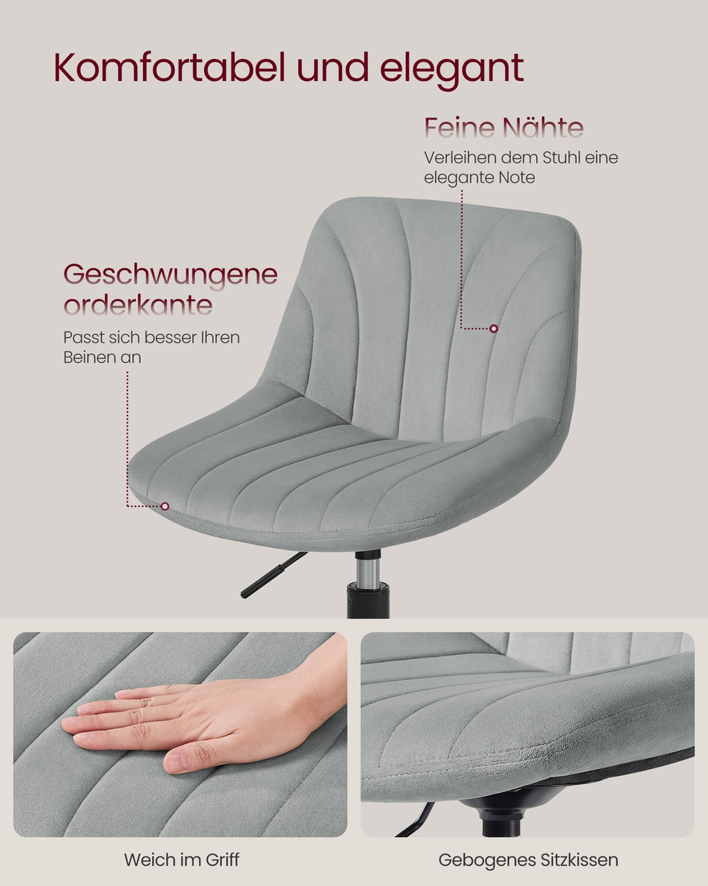 Schminkhocker mit Rückenlehne und drehbarer Sitzfläche