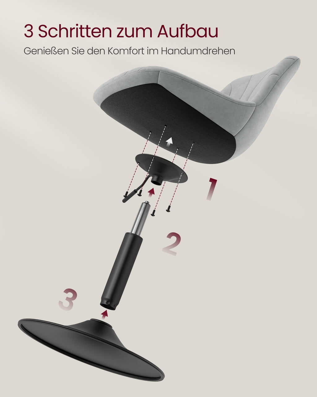 Schminkhocker mit Rückenlehne und drehbarer Sitzfläche