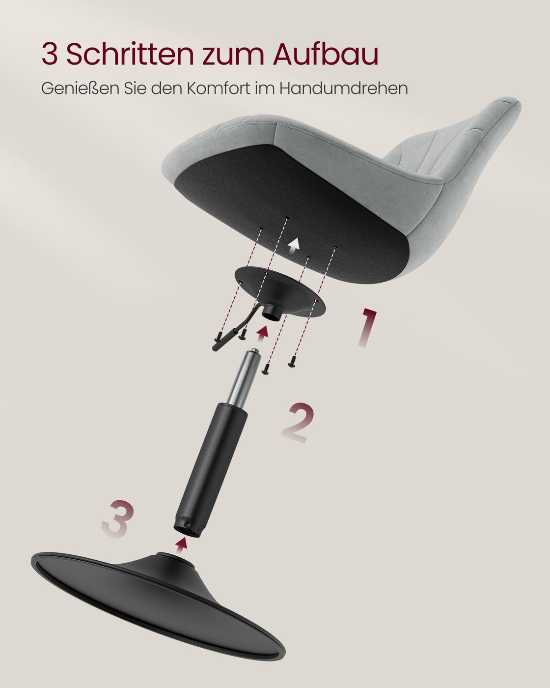Schminkhocker mit Rückenlehne und drehbarer Sitzfläche