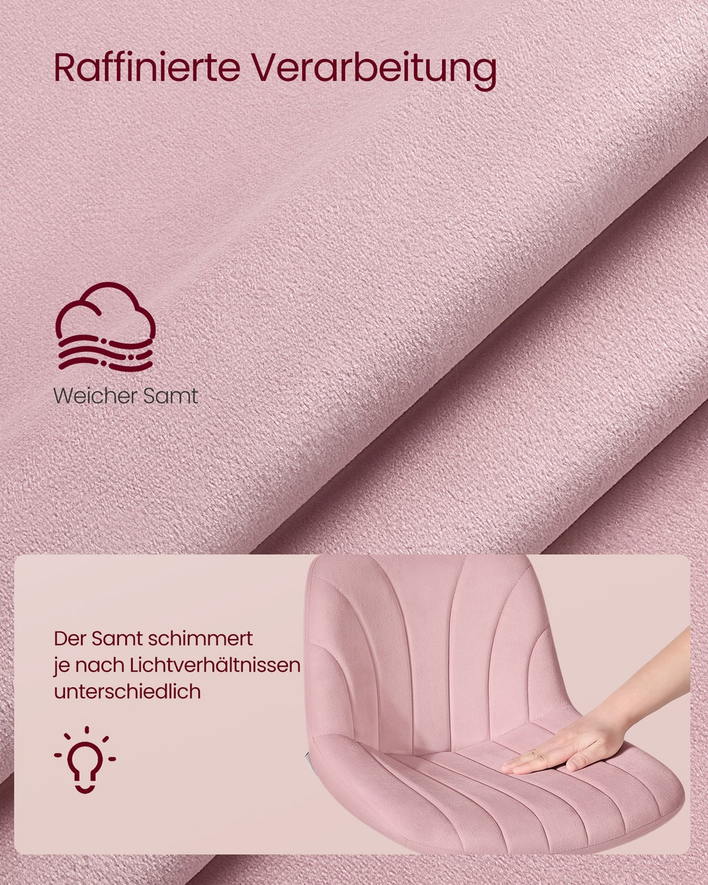 Schminkstuhl mit Rückenlehne pastellrosa