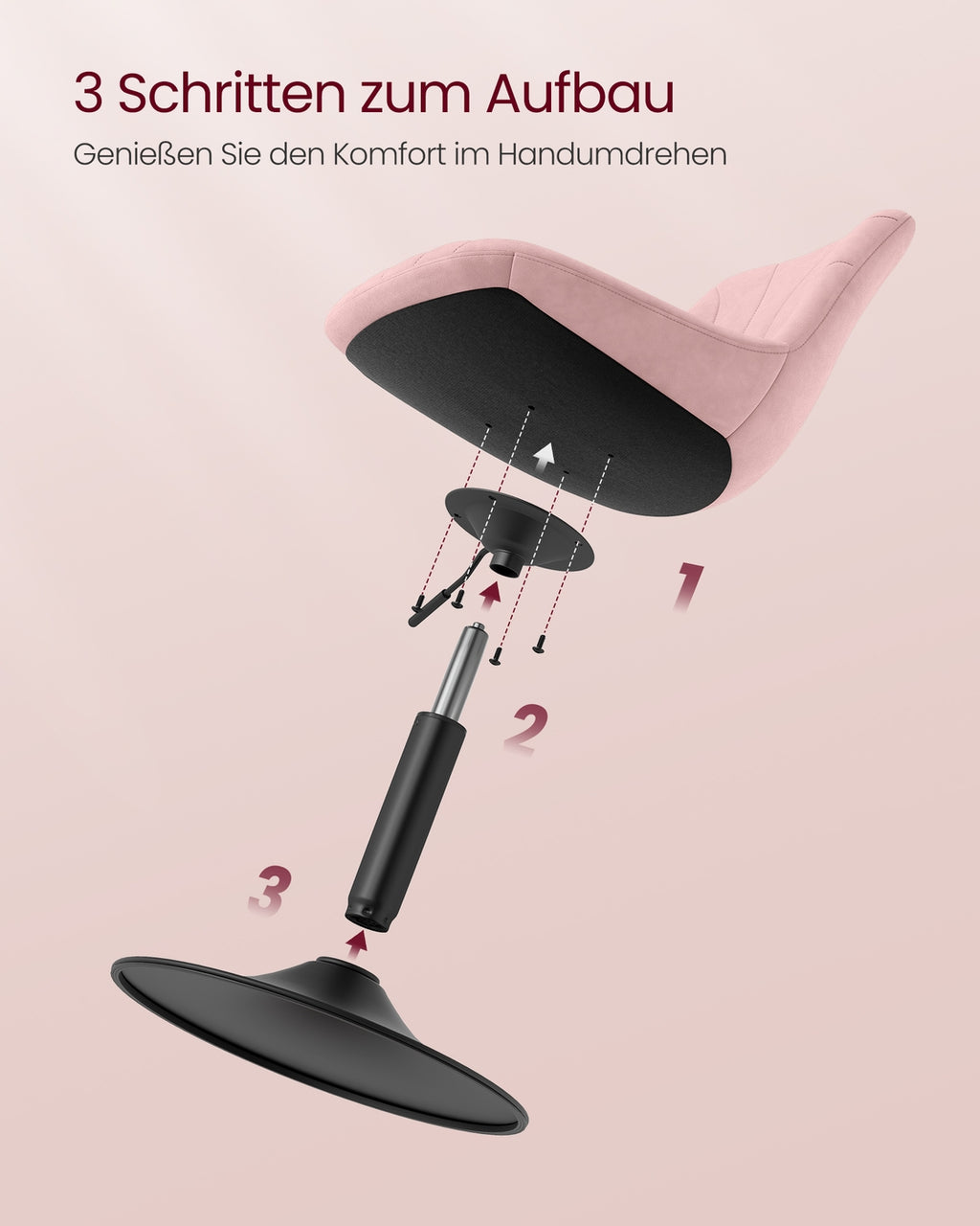Schminkstuhl mit Rückenlehne pastellrosa