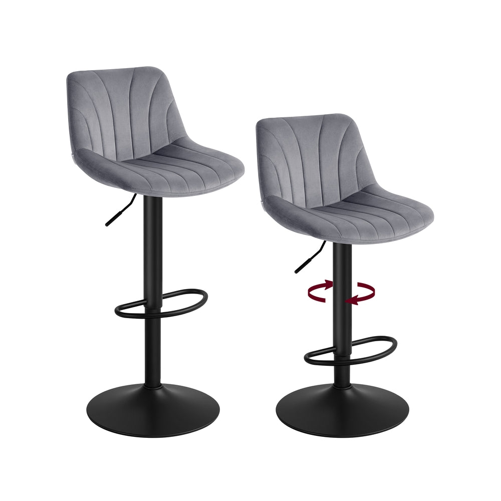 Barhocker 2er Set, Barstuhl mit Rückenlehne und drehbarer Sitzfläche schiefergrau
