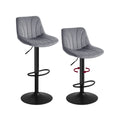 Barhocker 2er Set, Barstuhl mit Rückenlehne und drehbarer Sitzfläche schiefergrau