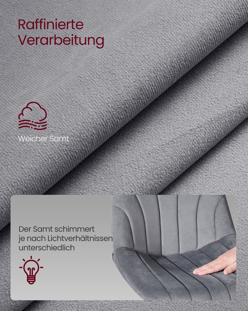 Barhocker 2er Set, Barstuhl mit Rückenlehne und drehbarer Sitzfläche schiefergrau