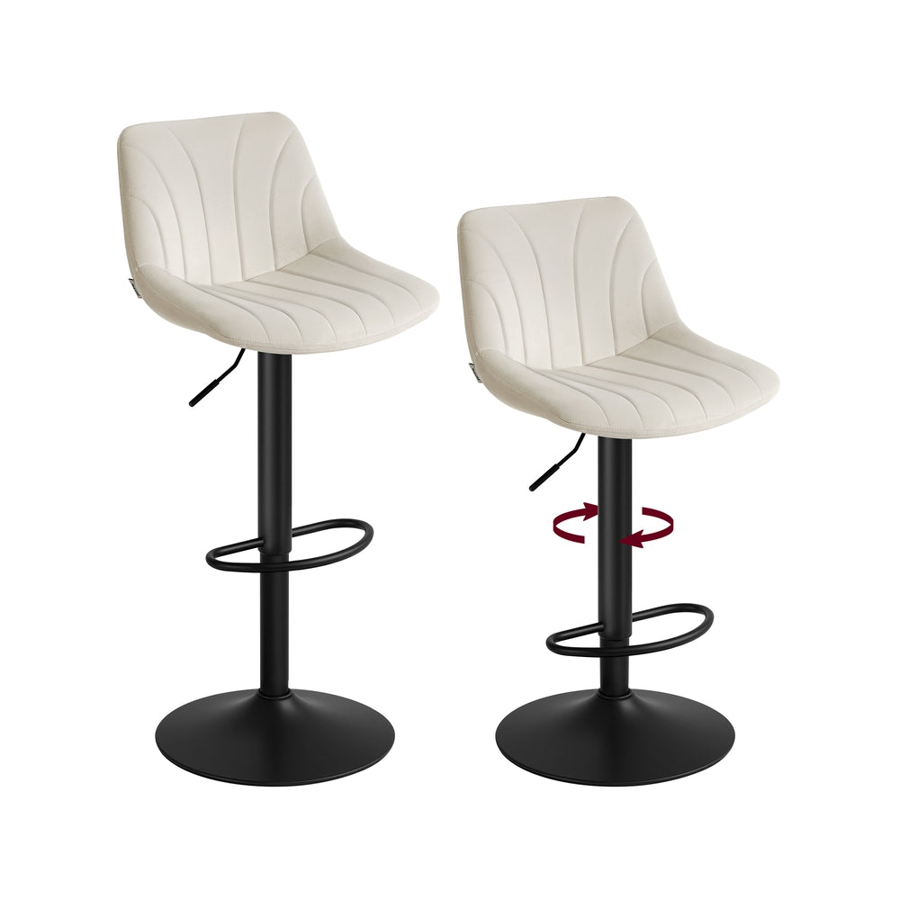 Barhocker 2er Set, Barstuhl mit Rückenlehne und drehbarer Sitzfläche cremeweiß