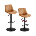 Barhocker 2er Set, Barstuhl mit Rückenlehne und drehbarer Sitzfläche karamellbraun
