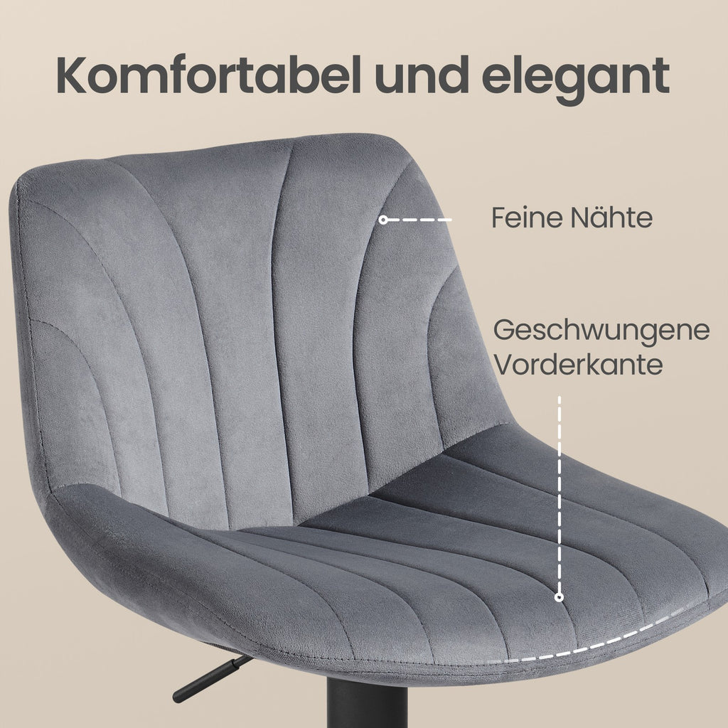 Barstuhl 2er Set, Küchenhocker, 88-108 cm höhenverstellbar