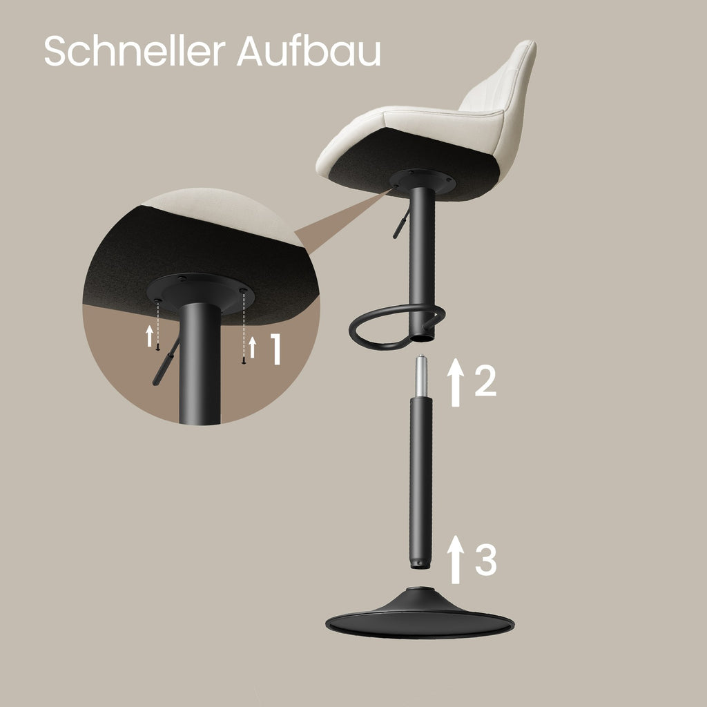 Barstuhl 2er Set, Küchenhocker, 88-108 cm höhenverstellbar