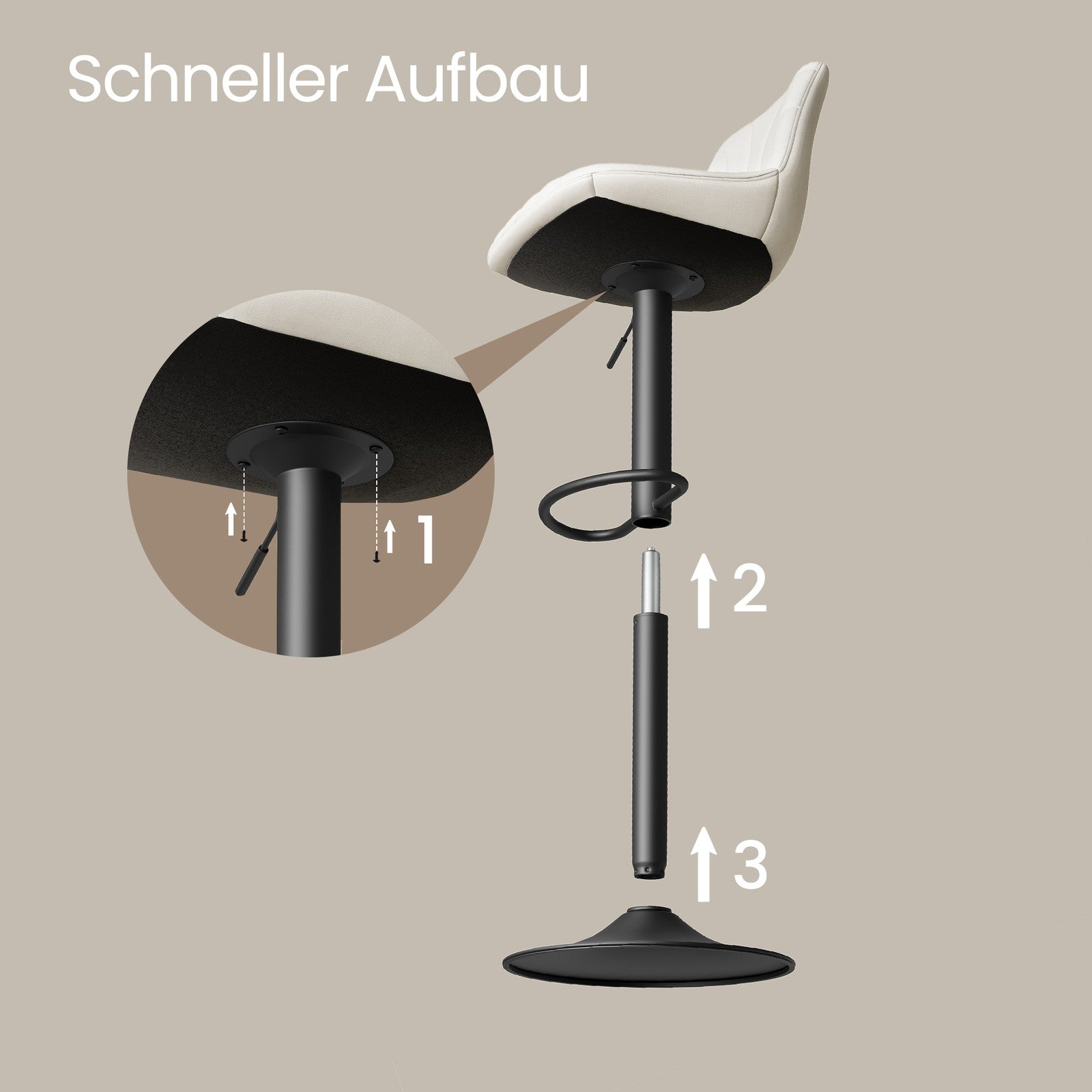 Barstuhl 2er Set, Küchenhocker, 88-108 cm höhenverstellbar