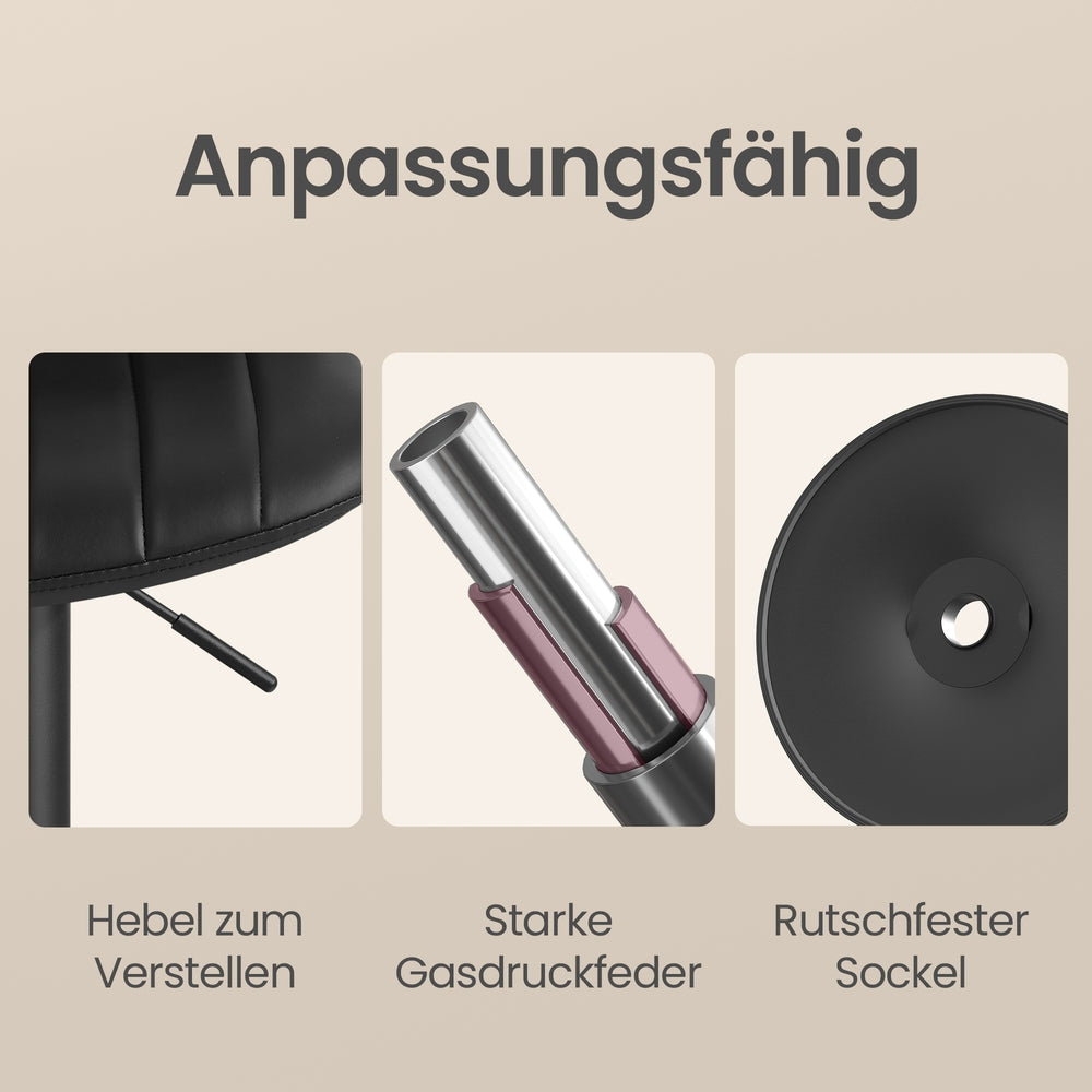 Barstuhl 2er Set, Küchenhocker, 88-108 cm höhenverstellbar