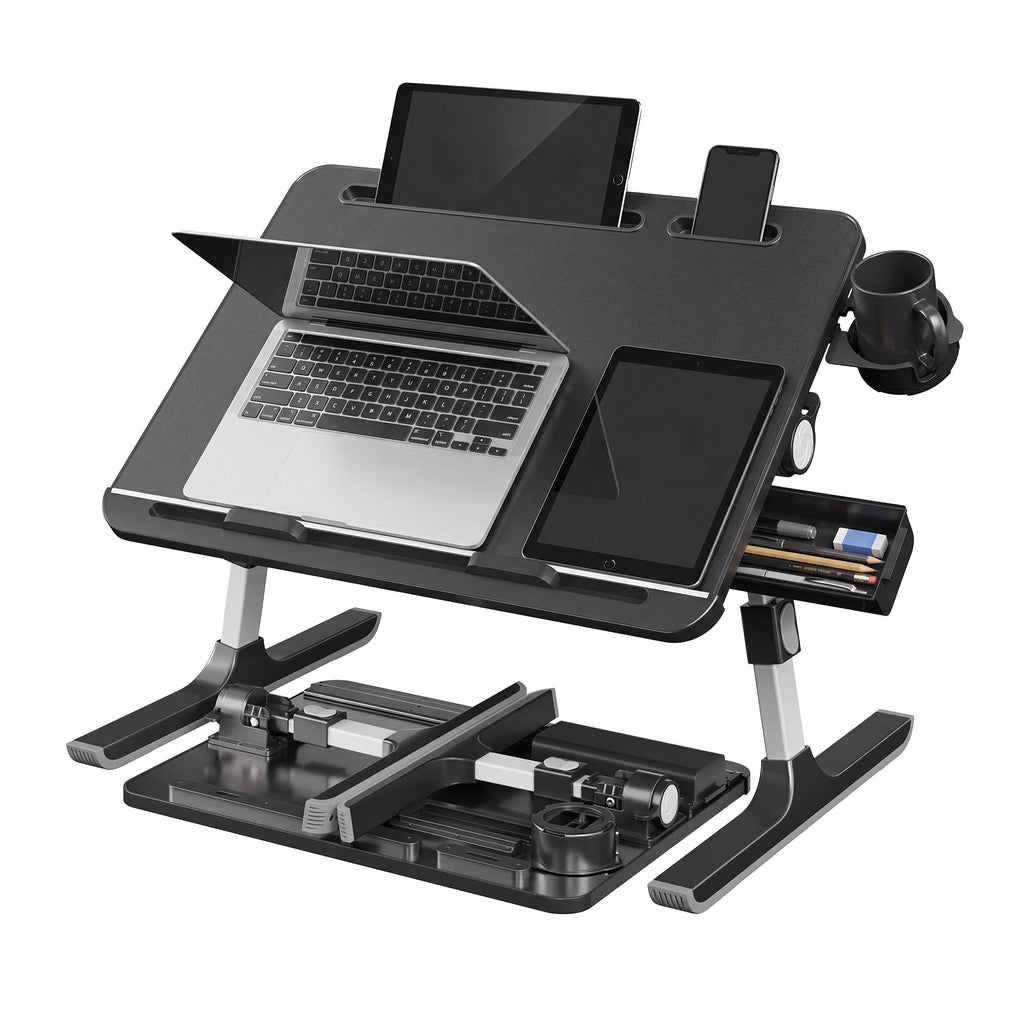 Laptoptisch Höhenverstellbarer Klapptisch für Bett und Sofa 56 x 40 cm Schwarz
