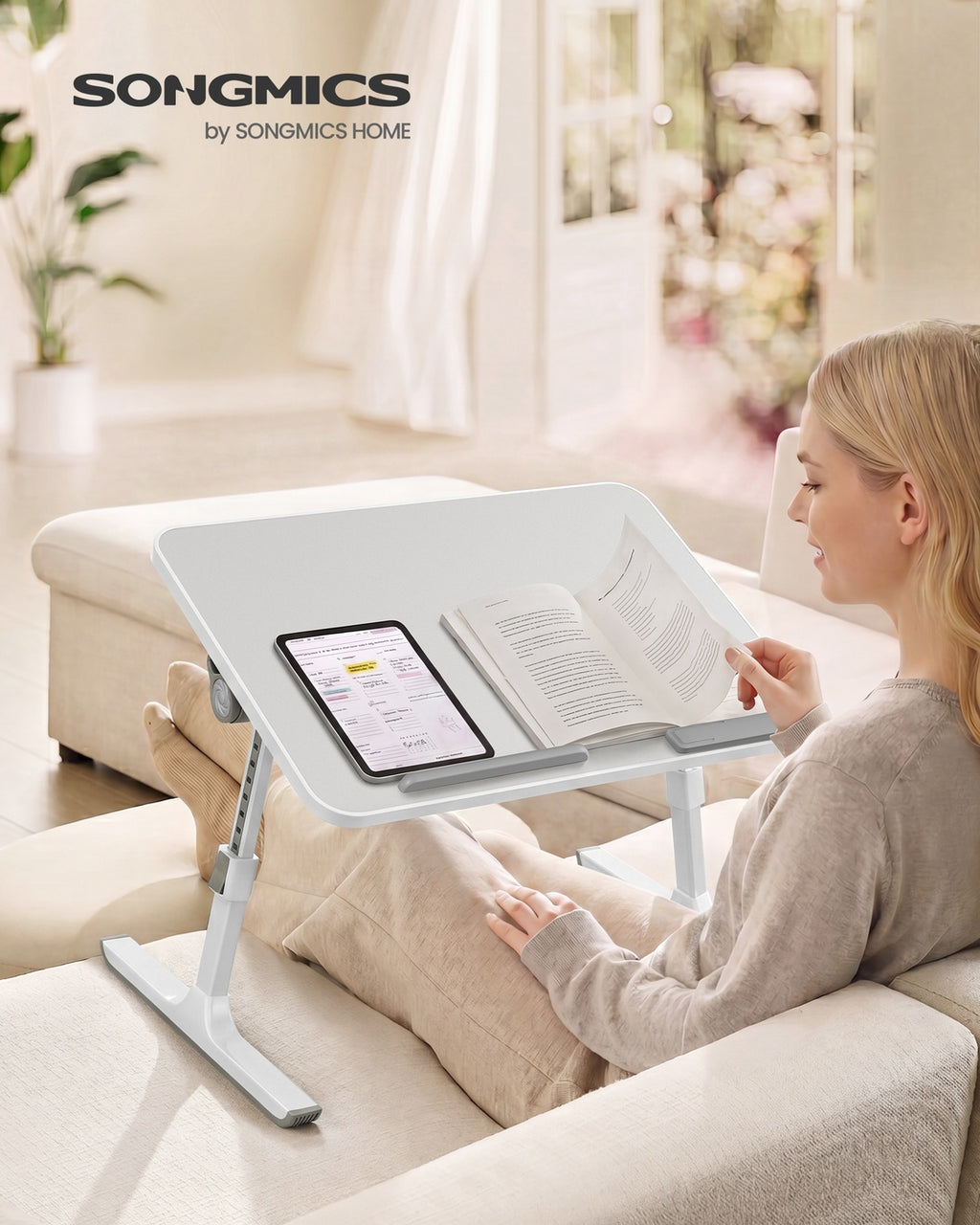 Laptoptisch grau 52x30x23 cm mit Schublade und Alugestell