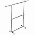 Kleiderständer Garderobenständer mit Rollen Höhenverstellbar von 113 bis 198 cm, Edelstahl, silbern-grau